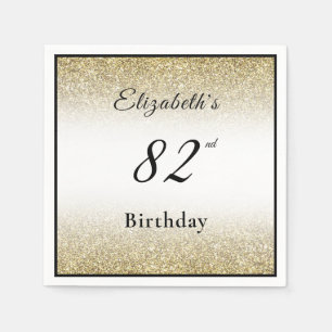 Modern Black and Gold 82nd Birthday Party Custom  Napkin