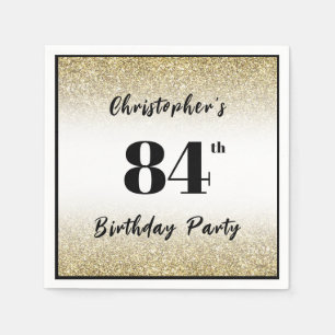 Modern Black and Gold 84th Birthday Party Custom  Napkin