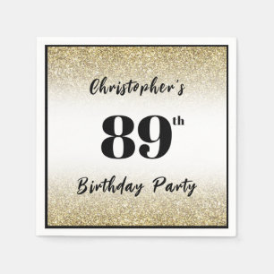 Modern Black and Gold 89th Birthday Party Custom  Napkin
