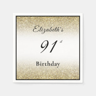Modern Black and Gold 91st Birthday Party Custom  Napkin