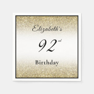 Modern Black and Gold 92nd Birthday Party Custom Napkin