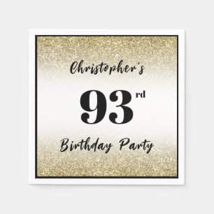 Modern Black and Gold 93rd Birthday Party Custom  Napkin