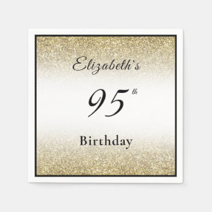 Modern Black and Gold 95th Birthday Party Custom Napkin