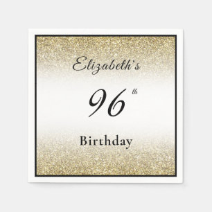 Modern Black and Gold 96th Birthday Party Custom Napkin
