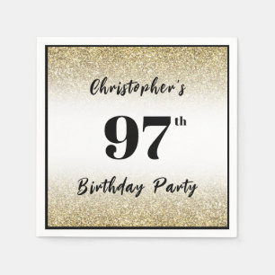 Modern Black and Gold 97th Birthday Party Custom  Napkin