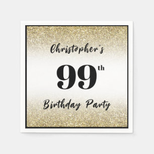 Modern Black and Gold 99th Birthday Party Custom Napkin
