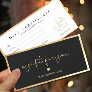 Modern Black And Gold Add Logo Gift Certificate
