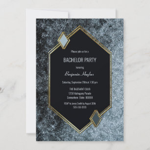 Modern Black and Gold Bachelor Party Invitation