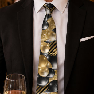 Modern Black and Gold Balloon Tie
