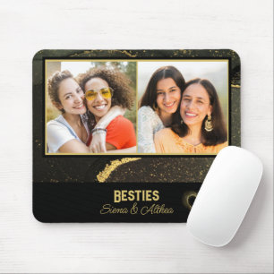 Modern Black and Gold  Best Friend Photo  Mouse Pad
