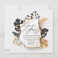 Modern Black and Gold Botanical Garden Party