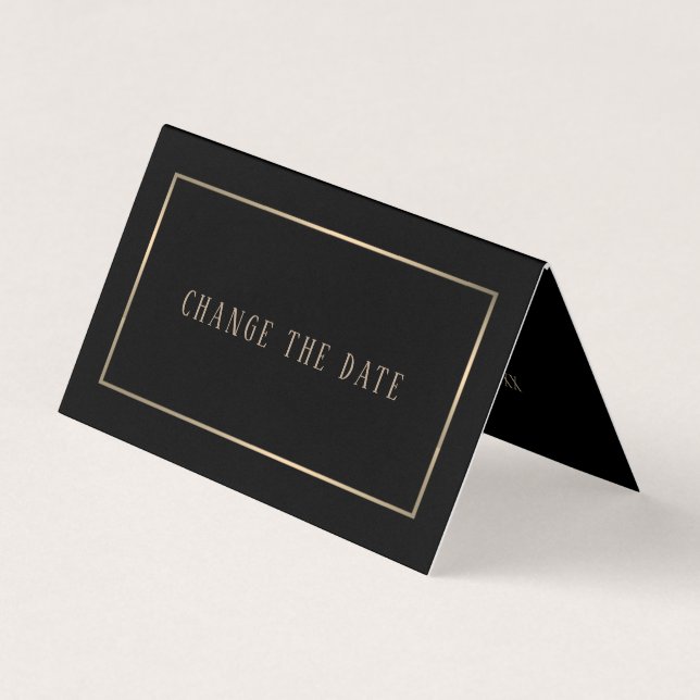 Modern, Black and Gold Change the Date Card (Front)