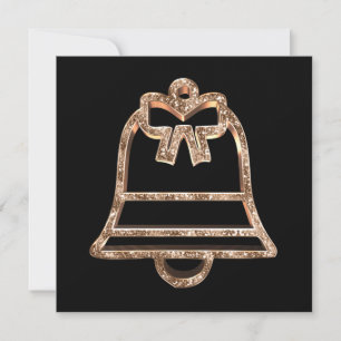 Modern Black and Gold Christmas Bell Jingle Bell Holiday Card