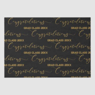 Modern Black and Gold Congratulations Graduations Tissue Paper