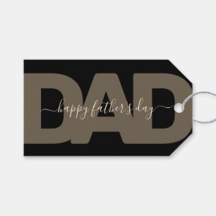 Modern Black and Gold "Dad" Father's Day Gift Tags