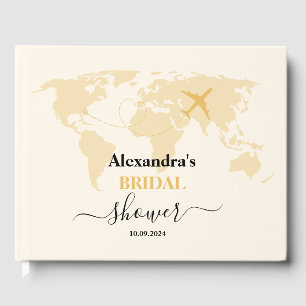 Modern Black and Gold Destination Passport Bridal Guest Book