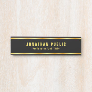 Modern Black And Gold Elegant Custom Door Sign