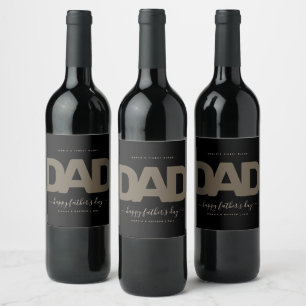 Modern Black and Gold Father's Day Wine Label