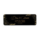 Modern Black and Gold Floral wedding address