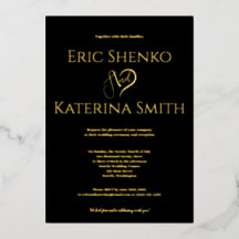 Modern Black and Gold Foil Wedding Invitation