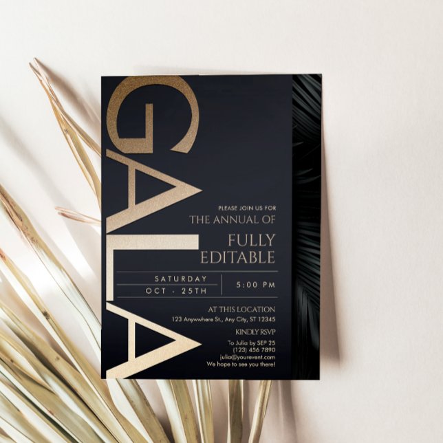 Modern Black and Gold Gala Invitation Card (Modern Black and Gold Gala Invitation Card Template)