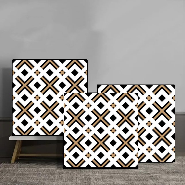 Modern Black and Gold Geometric Plaid Tile (Creator Uploaded)