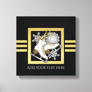 Modern Black and Gold Glitter Ice Skating Canvas Print