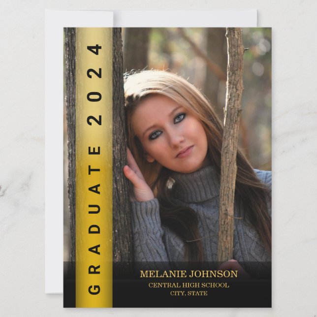 Modern Black and Gold Graduation Invitation (Front)