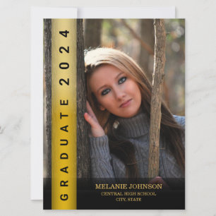 Modern Black and Gold Graduation Invitation
