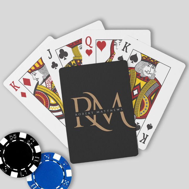 Modern Black and Gold Initials Elegant Monogrammed Playing Cards (Creator Uploaded)