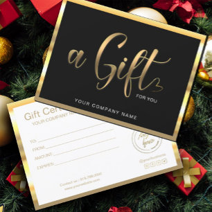 Modern Black And Gold Logo Gift Certificate