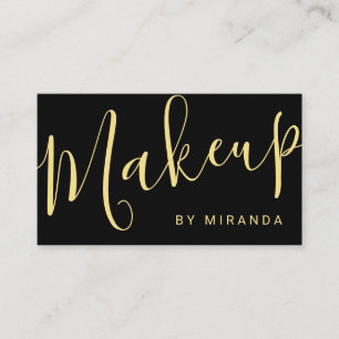 Modern Black and Gold Makeup Artist Appointment Card