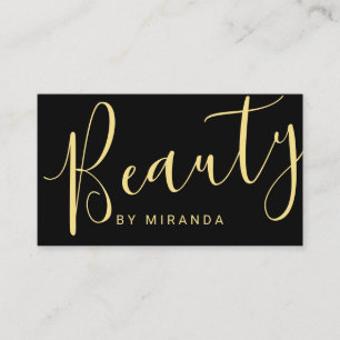 Modern Black and Gold Makeup Artist Appointment Card