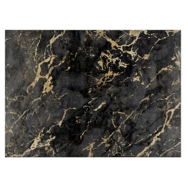 Modern Black and Gold Marble Pattern Cutting Board (Front)
