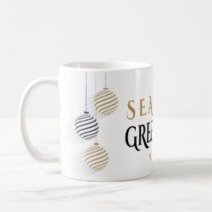 Modern Black and Gold  Minimal Holiday Baubles Coffee Mug