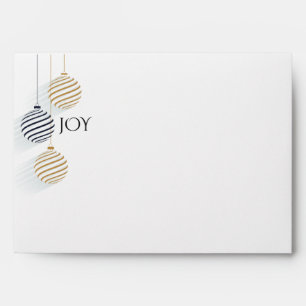 Modern Black and Gold Minimal Holiday Baubles Envelope