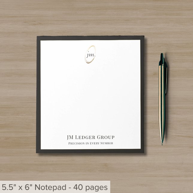 Modern Black and Gold Monogram Initials Logo Notepad (Creator Uploaded)