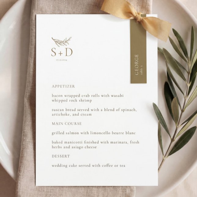 Modern Black and Gold Monogrammed Wedding Menu (Creator Uploaded)