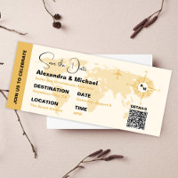 Modern Black and Gold Passport Save the Date