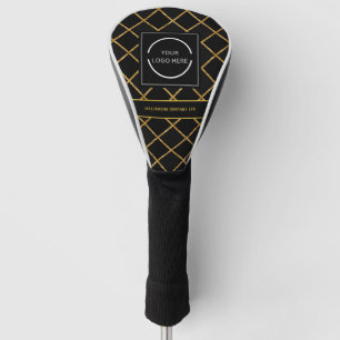 Modern Black and Gold Pattern Company Logo Golf Head Cover