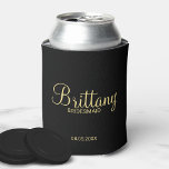 Modern Black and Gold Personalised Bridesmaids<br><div class="desc">Modern Black and Gold Personalised Bridesmaids Gifts featuring personalised bridesmaid's name in gold modern script font style with title and wedding date in modern sans serif font style on black background. Also perfect for Maid of Honour, Flower Girl, Mother of the Bride and more. Please Note: The foil details are...</div>
