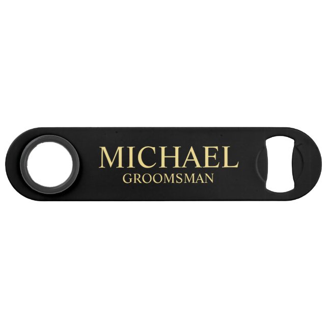 Modern Black and Gold Personalised Groomsman (Front (Horizontal))