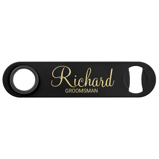 Modern Black and Gold Personalised Groomsman (Front (Horizontal))