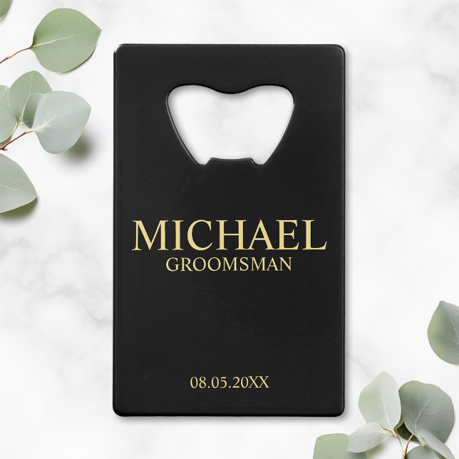 Modern Black and Gold Personalised Groomsman (Creator Uploaded)