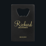 Modern Black and Gold Personalised Groomsman<br><div class="desc">Modern Black and Gold Personalised Groomsman Gifts featuring personalised groomsman's name in gold modern script font style with title and wedding date in modern sans serif font style on black background. Also perfect for best man, father of the bride, bridesmaid, maid of honour, mother of the bride and more. Please...</div>