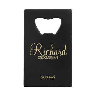 Modern Black and Gold Personalised Groomsman