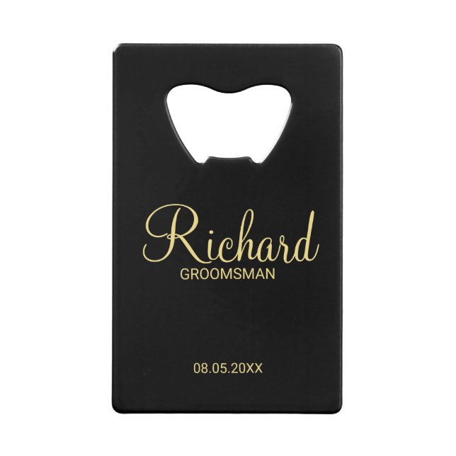 Modern Black and Gold Personalised Groomsman (Front)