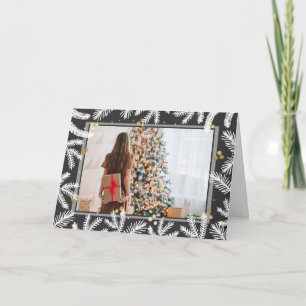 Modern Black and Gold Photo Holiday Card