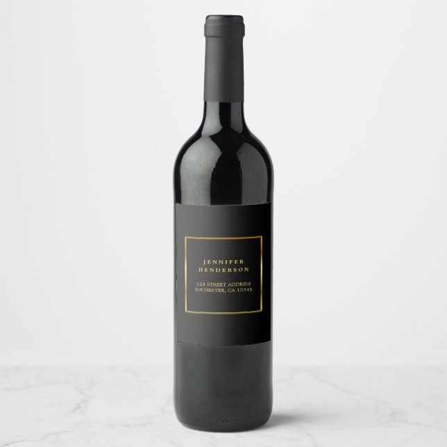 Modern black and gold professional promotional wine label (Front)