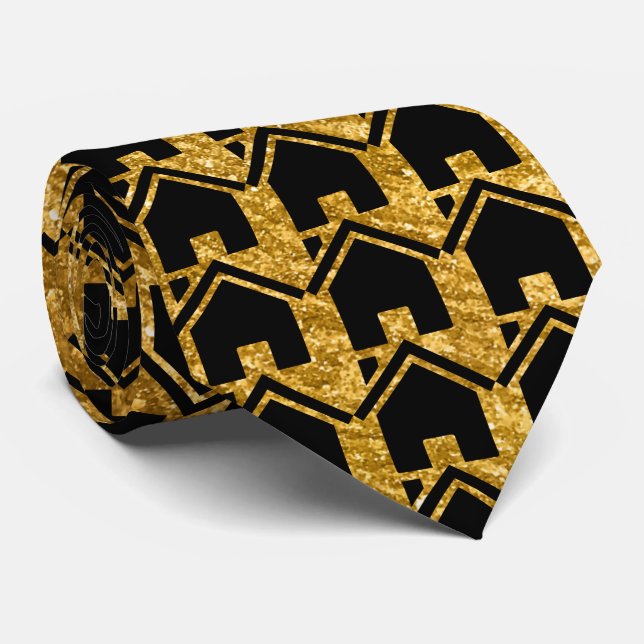 Modern Black and Gold  Real Estate Agent  Tie (Rolled)